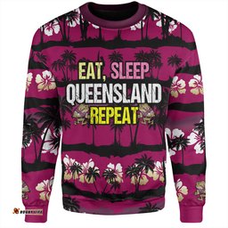 Cane Toads Sport Sweatshirt - Eat Sleep Repeat With Tropical Patterns