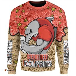 Redcliffe Dolphins Custom Sweatshirt - Team With Dot And Star Patterns For Tough Fan Sweatshirt