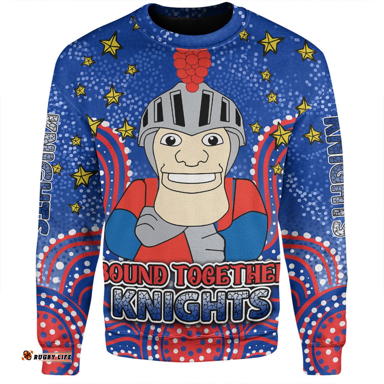 Newcastle Knights Custom Sweatshirt - Custom With Aboriginal Inspired Style Of Dot Painting Patterns  Sweatshirt