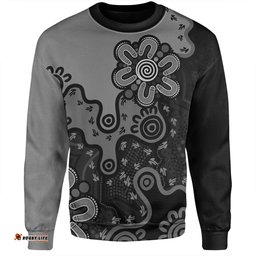 Australia Sweatshirt Aboriginal Style Of Background Blue (Grey,Orange)