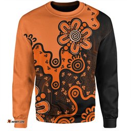 Australia Sweatshirt Aboriginal Style Of Background Blue (Grey,Orange)