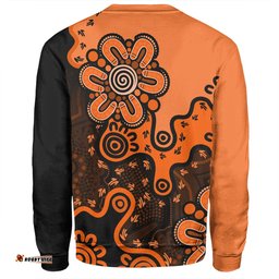 Australia Sweatshirt Aboriginal Style Of Background Blue (Grey,Orange)