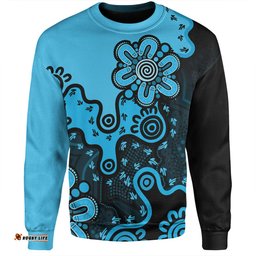 Australia Sweatshirt Aboriginal Style Of Background Blue (Grey,Orange)