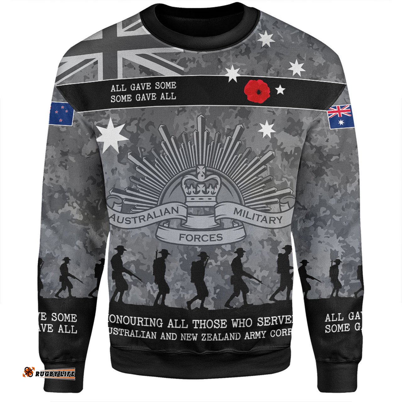 Australia Anzac Day Sweatshirt - Australia and New Zealand Warriors All gave some Some Gave All Black Sweatshirt