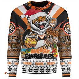 Wests Tigers Christmas Custom Sweatshirt - Tigers Santa Aussie Big Things Sweatshirt