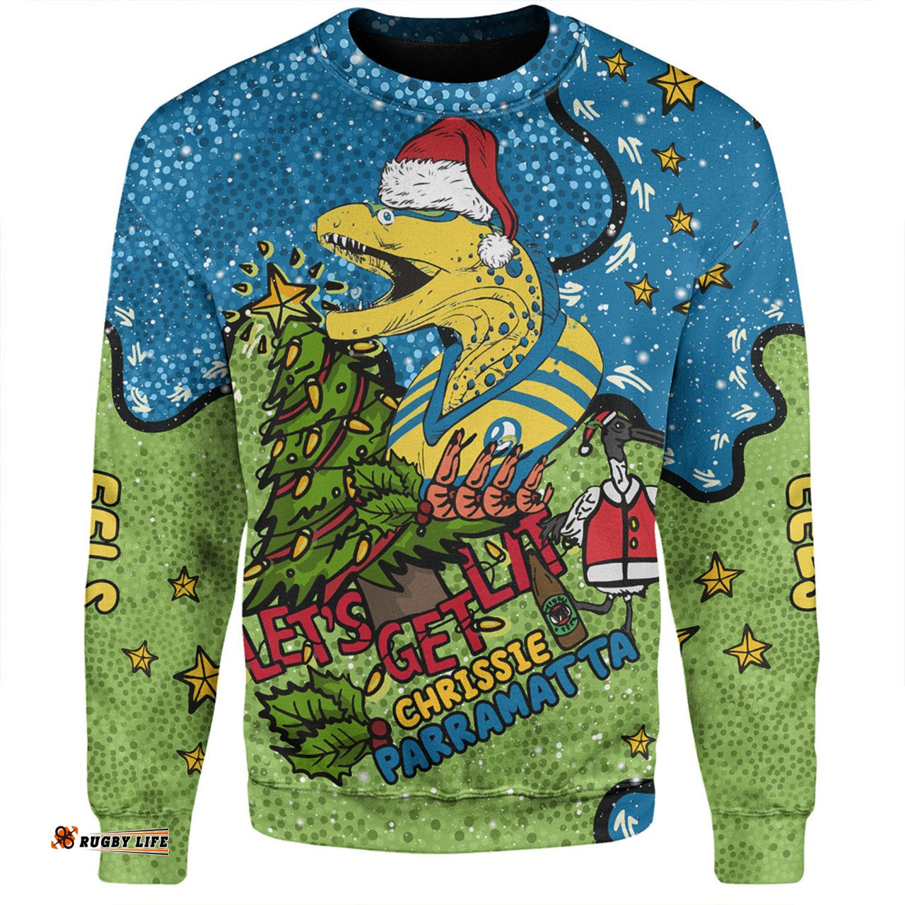 Parramatta Eels Christmas Custom Sweatshirt - Let's Get Lit Chrisse Pressie Sweatshirt