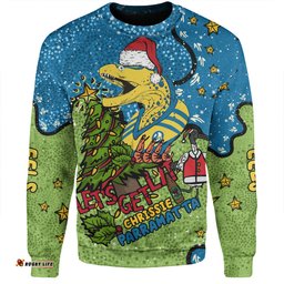 Parramatta Eels Christmas Custom Sweatshirt - Let's Get Lit Chrisse Pressie Sweatshirt