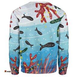 Australia Aboriginal Sweatshirt - Underwater Concept Aboriginal Art With Fish Sweatshirt