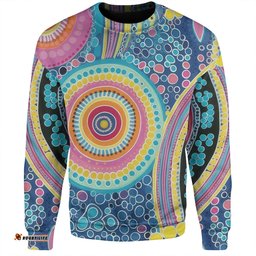 Australia Aboriginal Sweatshirt - Dots Pattern And Vivid Pastel Colours Sweatshirt