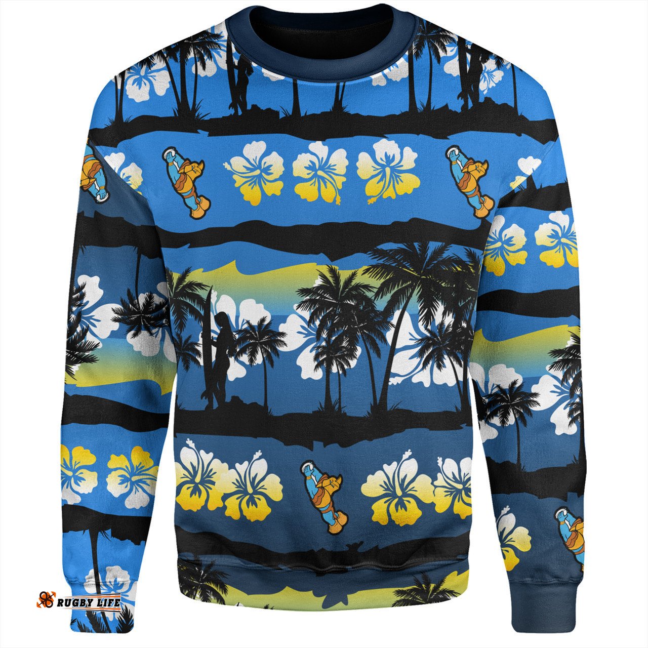 Gold Coast Titans Sport Sweatshirt - Tropical Hibiscus and Coconut Trees