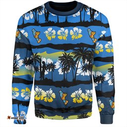 Gold Coast Titans Sport Sweatshirt - Tropical Hibiscus and Coconut Trees