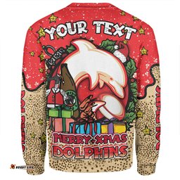 Redcliffe Dolphins Christmas Custom Sweatshirt - Merry Christmas Our Beloved Team With Aboriginal Dot Art Pattern Sweatshirt