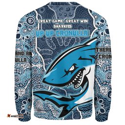 Cronulla-Sutherland Sharks  Grand Final Custom Sweatshirt - Custom Cronulla-Sutherland Sharks  and Sutherland Sharkies With Contemporary Style Of Aboriginal Painting Sweatshirt