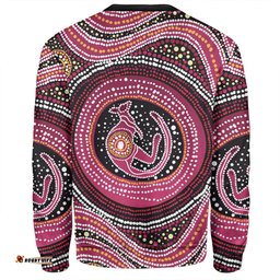 Australia Aboriginal Sweatshirt - Aboriginal Background Featuring Kangaroo Dot Design Sweatshirt