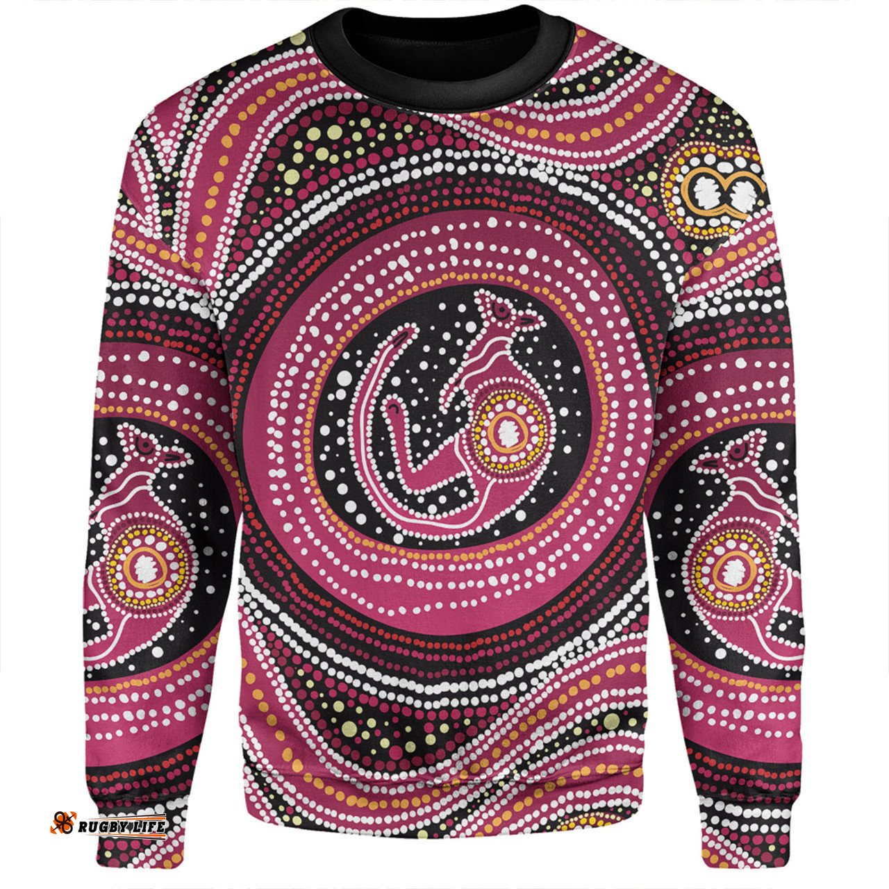 Australia Aboriginal Sweatshirt - Aboriginal Background Featuring Kangaroo Dot Design Sweatshirt