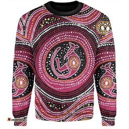 Australia Aboriginal Sweatshirt - Aboriginal Background Featuring Kangaroo Dot Design Sweatshirt