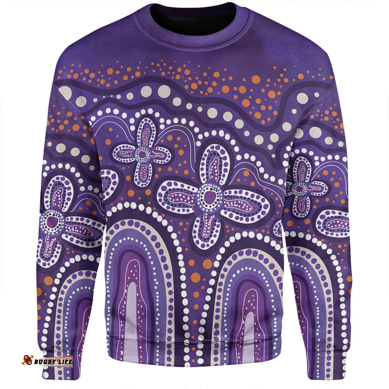 Australia Aboriginal Sweatshirt - Dot painting illustration in Aboriginal style Purple Sweatshirt
