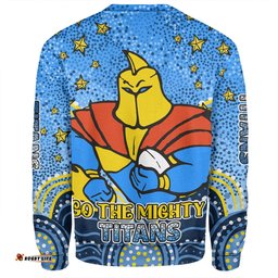 Gold Coast Titans Custom Sweatshirt - Custom With Aboriginal Inspired Style Of Dot Painting Patterns  Sweatshirt