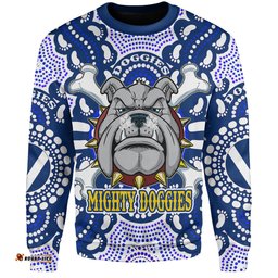 Canterbury-Bankstown Bulldogs Custom Sweatshirt - Indigenous Mighty Super Berries Tribal Footprints