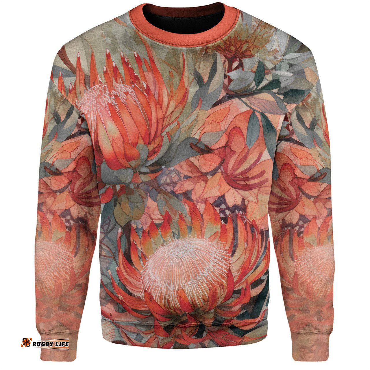 Australia Waratah Sweatshirt - Red Orange Waratah Flowers Art Sweatshirt