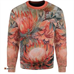 Australia Waratah Sweatshirt - Red Orange Waratah Flowers Art Sweatshirt