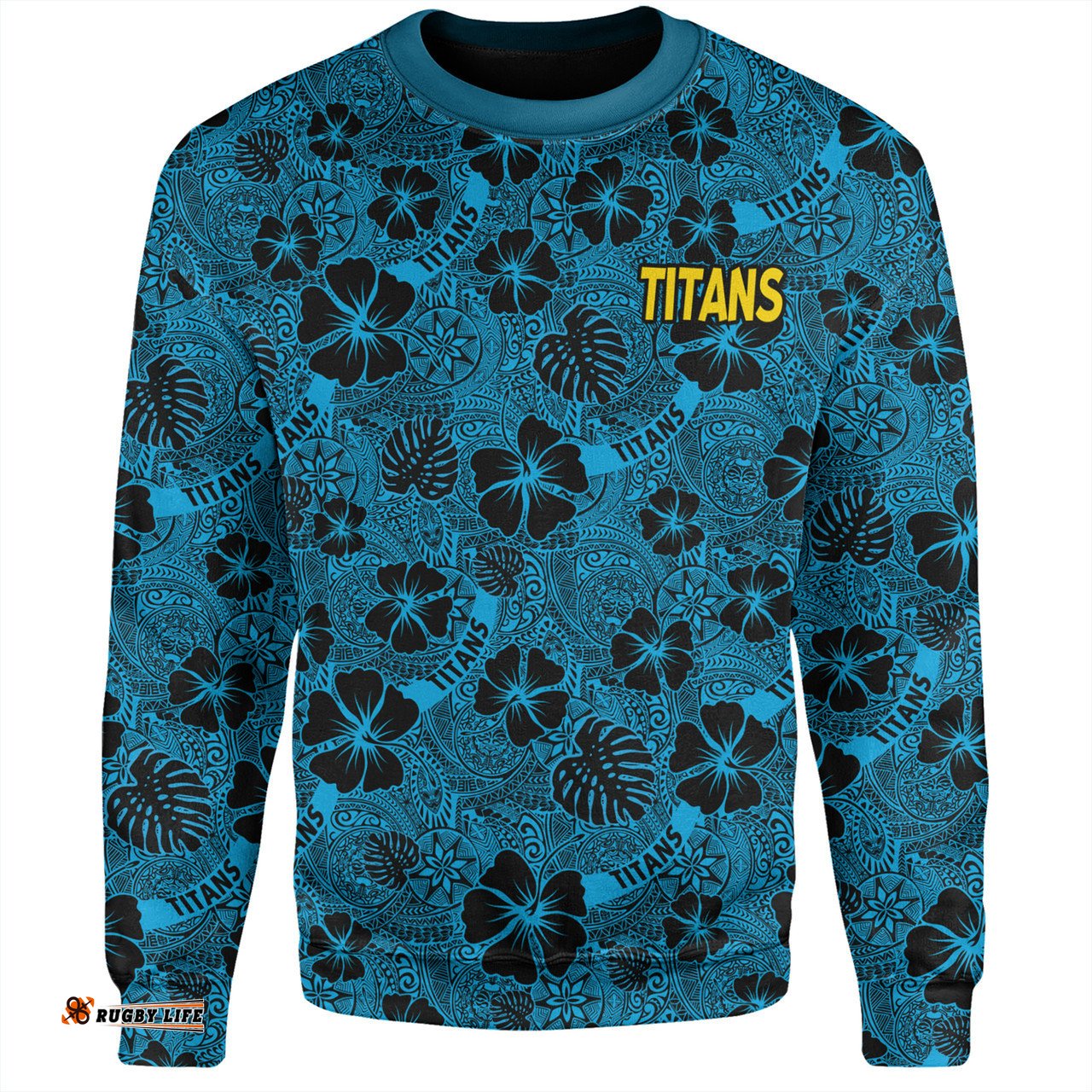 Gold Coast Titans Sport Sweatshirt - Scream With Tropical Patterns