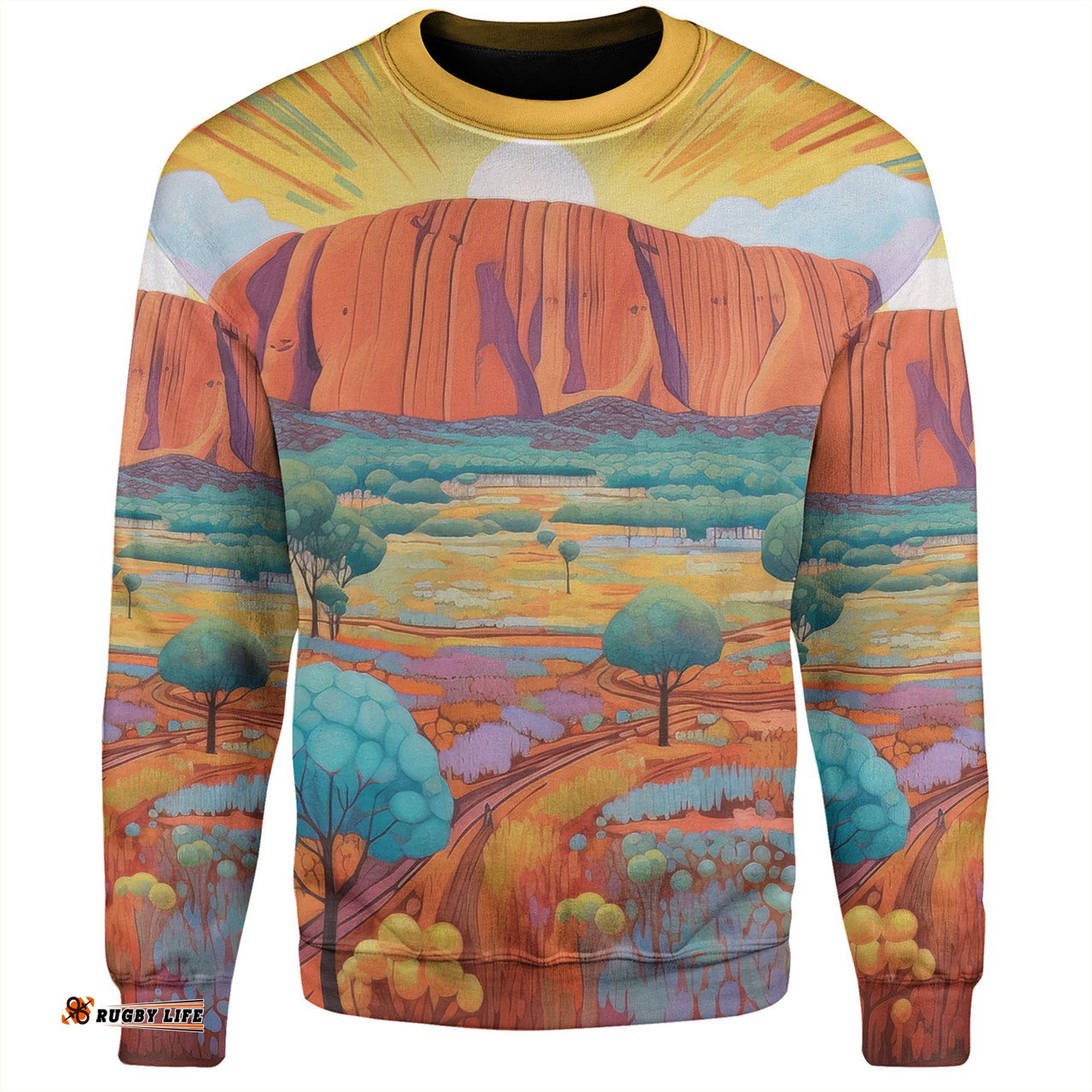 Urulu Travelling Sweatshirt - Urulu Mountain Oil Painting Art Sweatshirt