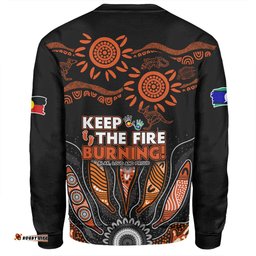 Australia Sweatshirt Naidoc Week 2024 Indigenous Keep The Fire Burning Aboriginal Gum Leaf Painting