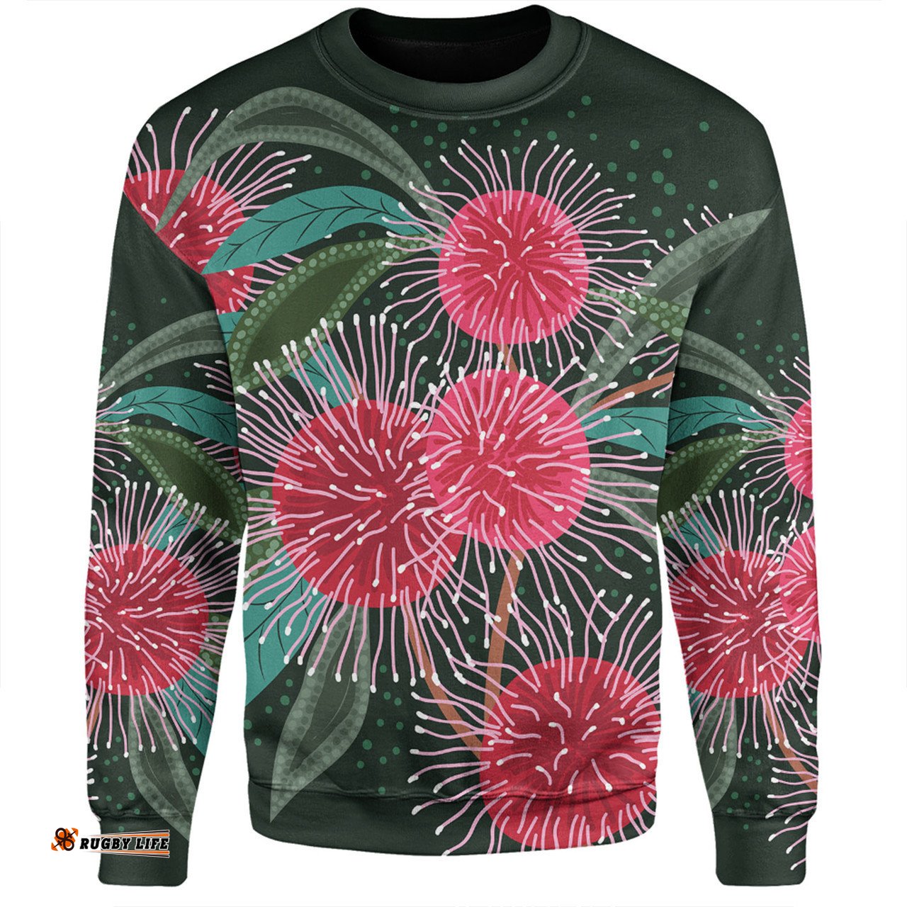 Australia Aboriginal Sweatshirt - Australian Hakea Flowers Painting In Aboriginal Style Sweatshirt