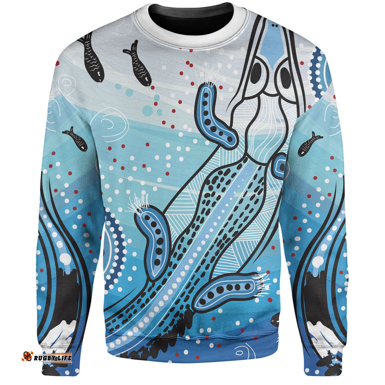 Australia Crocodile Sweatshirt - Aboriginal Dot Artwork With Crocodile Sweatshirt