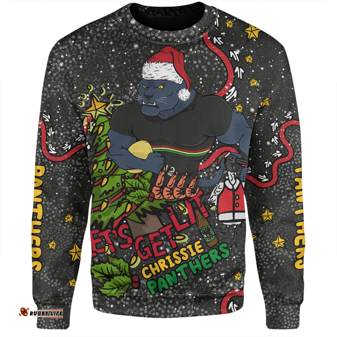 Penrith Panthers Christmas Custom Sweatshirt - Let's Get Lit Chrisse Pressie Sweatshirt