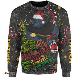 Penrith Panthers Christmas Custom Sweatshirt - Let's Get Lit Chrisse Pressie Sweatshirt