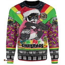 Penrith Panthers Christmas Custom Sweatshirt - Penrith Panthers Santa Aussie Big Things Christmas Sweatshirt
