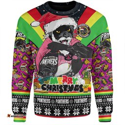 Penrith Panthers Christmas Custom Sweatshirt - Penrith Panthers Santa Aussie Big Things Christmas Sweatshirt
