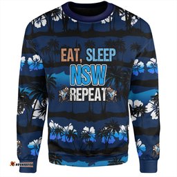Cockroach Sport Sweatshirt - Eat Sleep Repeat With Tropical Patterns