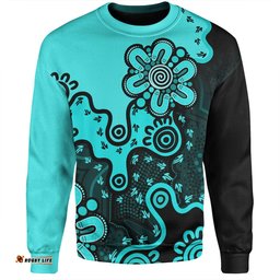 Australia Sweatshirt Aboriginal Style Of Background Red (Turquoise,Purple)