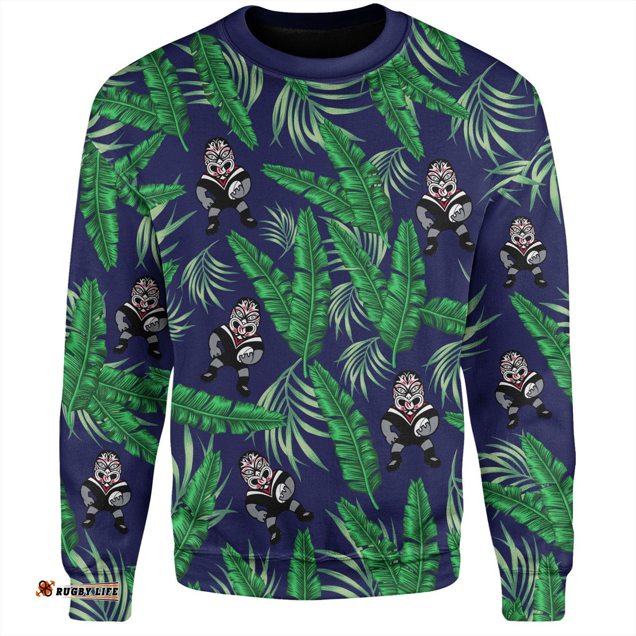New Zealand Warriors Custom Sweatshirt - Tropical Patterns Warriors Sweatshirt