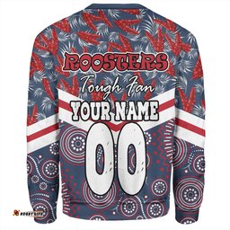 Sydney Roosters Sweatshirt - Tropical Patterns And Dot Painting Eat Sleep Rugby Repeat