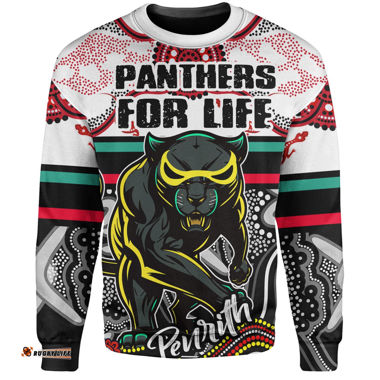 Penrith Panthers Custom Sweatshirt - Penrith Panthers For Life With Aboriginal Style Sweatshirt