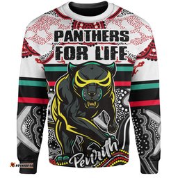 Penrith Panthers Custom Sweatshirt - Penrith Panthers For Life With Aboriginal Style Sweatshirt