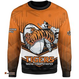 Wests Tigers Sweatshirt - Wests Tigers Mascot With Australia Flag