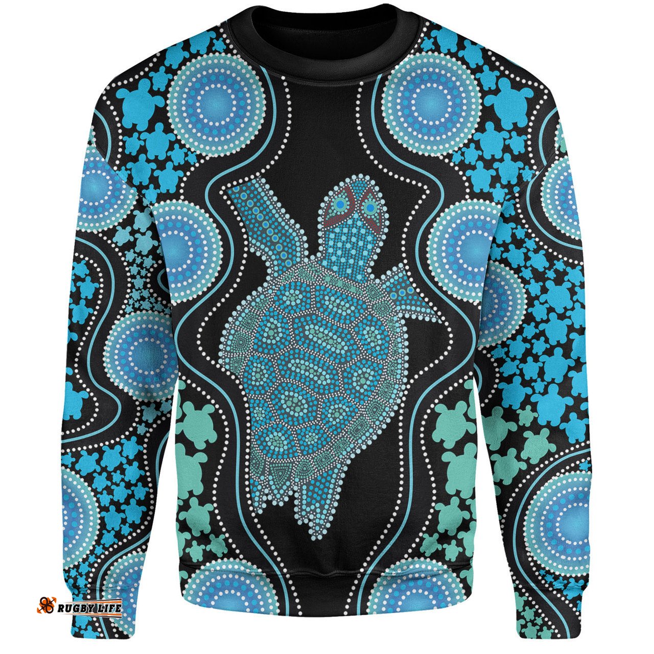Australia Sweatshirt - Aboriginal Art Color Turtle Inspired