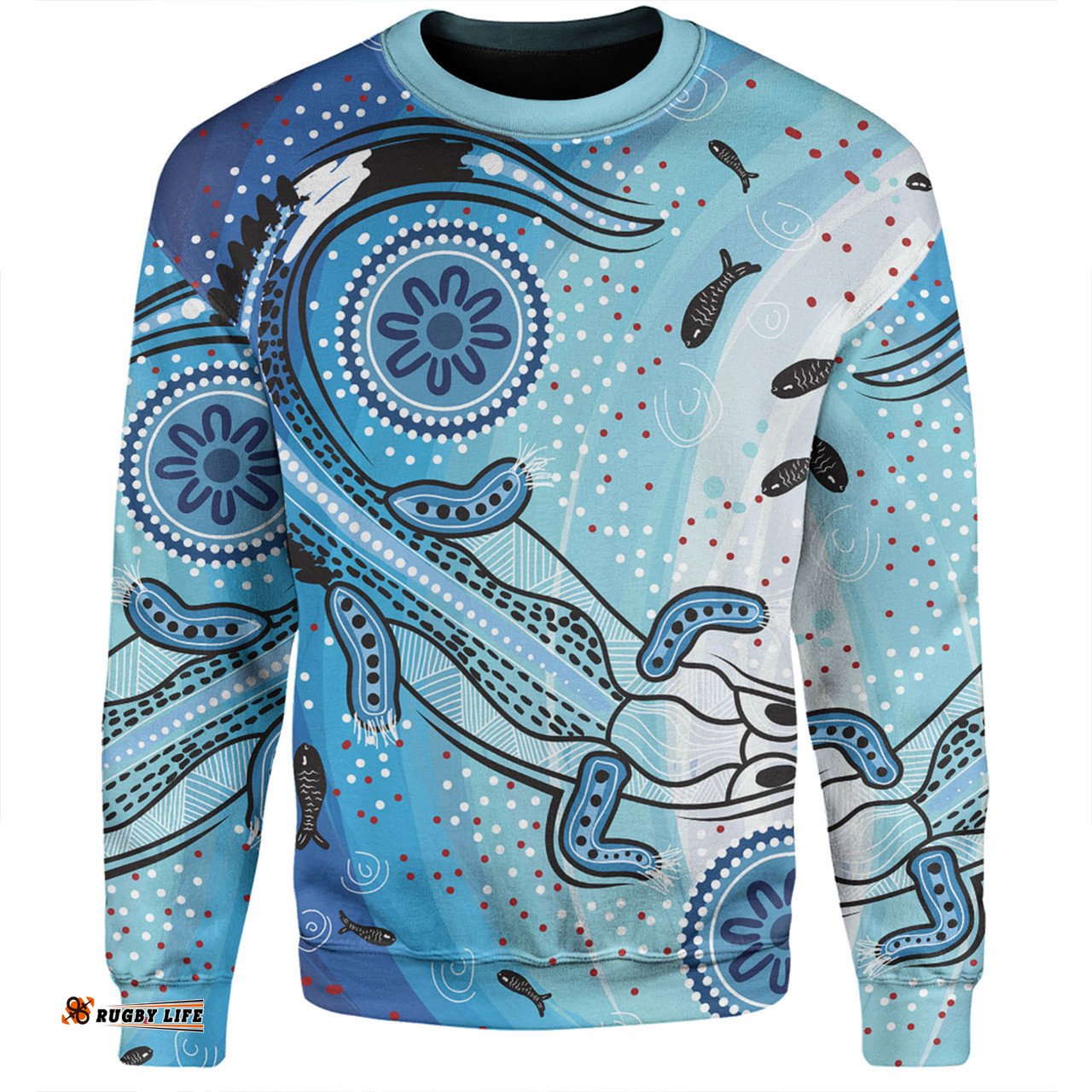 Australia Dot Painting Inspired Aboriginal Sweatshirt - Aboriginal Dot Art With Crocodile Sweatshirt