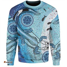 Australia Dot Painting Inspired Aboriginal Sweatshirt - Aboriginal Dot Art With Crocodile Sweatshirt