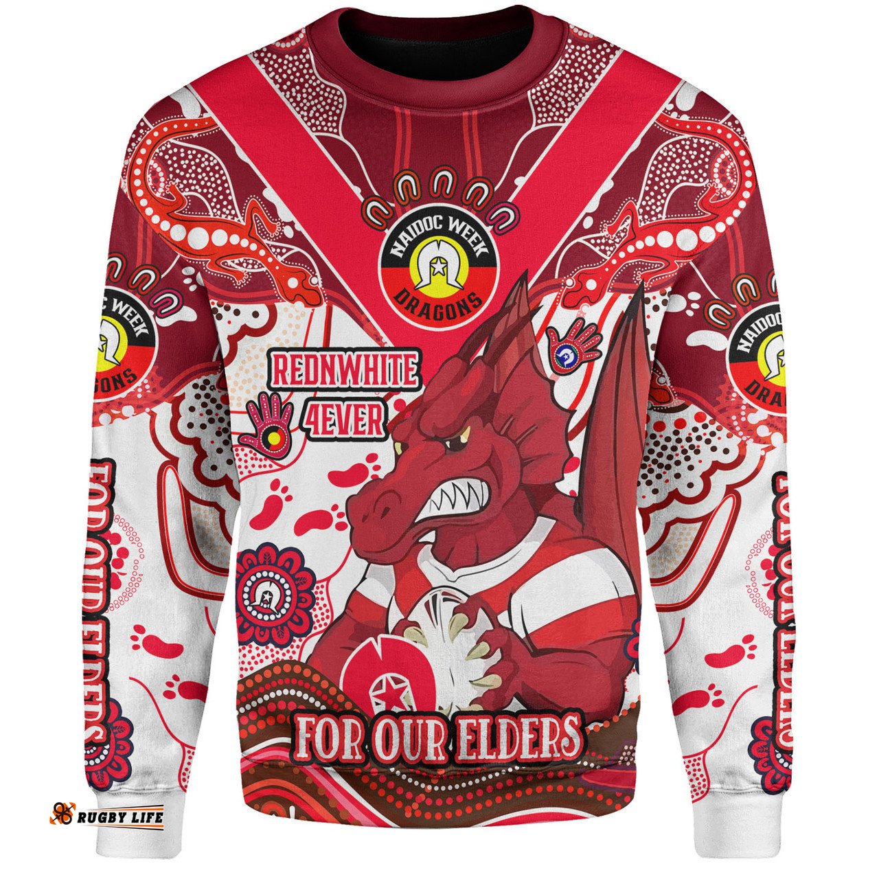 St. George Illawarra Dragons Naidoc Week Custom Sweatshirt - For Our Elders Home Jersey Sweatshirt