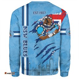 New South Wales Blues Sweatshirt - Happy Australia Day Flag Scratch Style