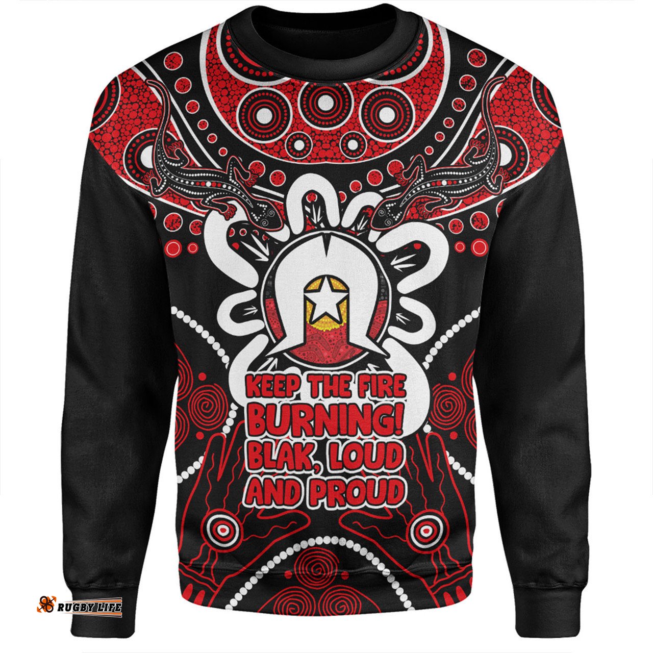Australia Sweatshirt Naidoc Week Aboriginal Inspired Dot Art Painting And Aussie Lizard