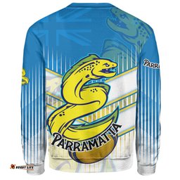 Parramatta Eels Sweatshirt - Parramatta Eels Mascot With Australia Flag