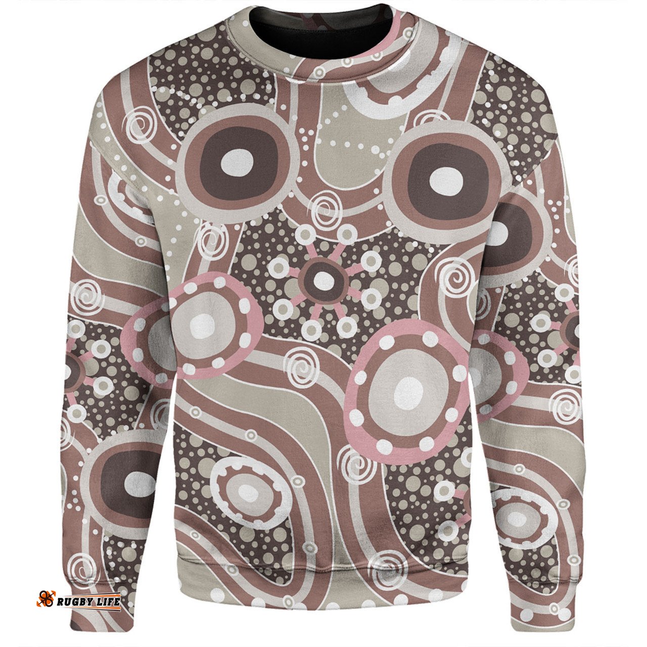 Australia Aboriginal Sweatshirt - Brown Aboriginal Dot Art Inspired Sweatshirt