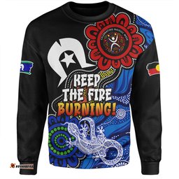 Australia Sweatshirt Naidoc Week 2024 Indigenous Keep The Fire Burning Aboriginal Dot Art Painting
